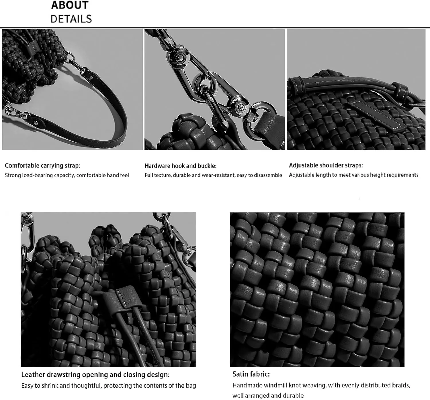 JINMANXUE Fashion Hollow Bucket Tote Bag For Women, Crossbody Female Handbag Woven Silk bag Leisure Leather Shoulder Bag