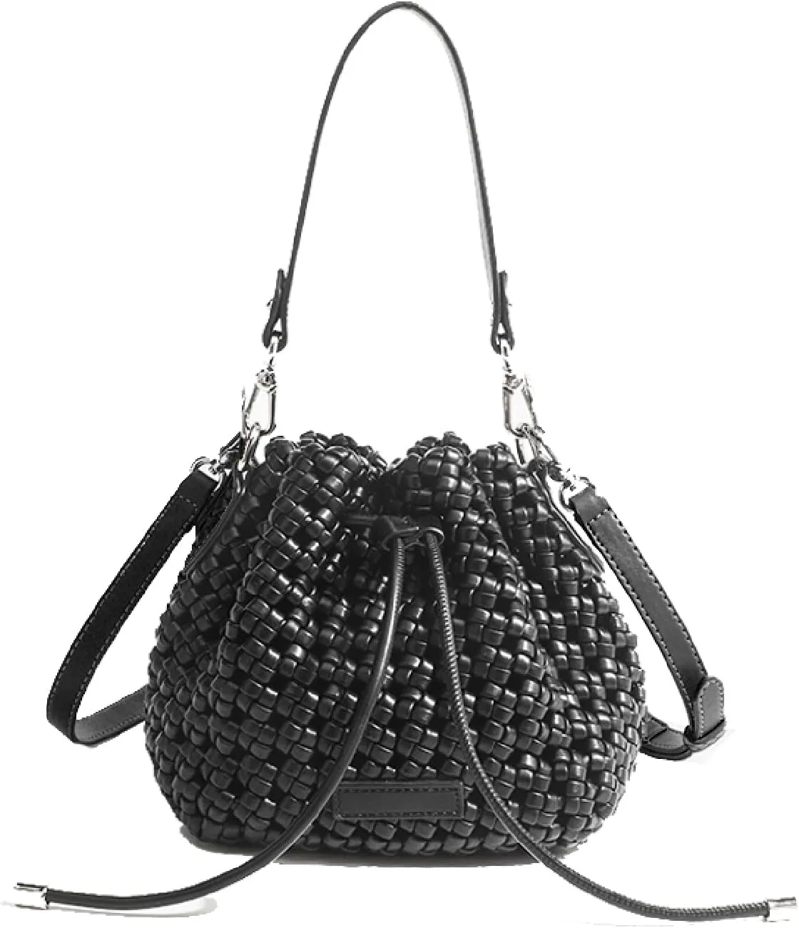 JINMANXUE Fashion Hollow Bucket Tote Bag For Women, Crossbody Female Handbag Woven Silk bag Leisure Leather Shoulder Bag