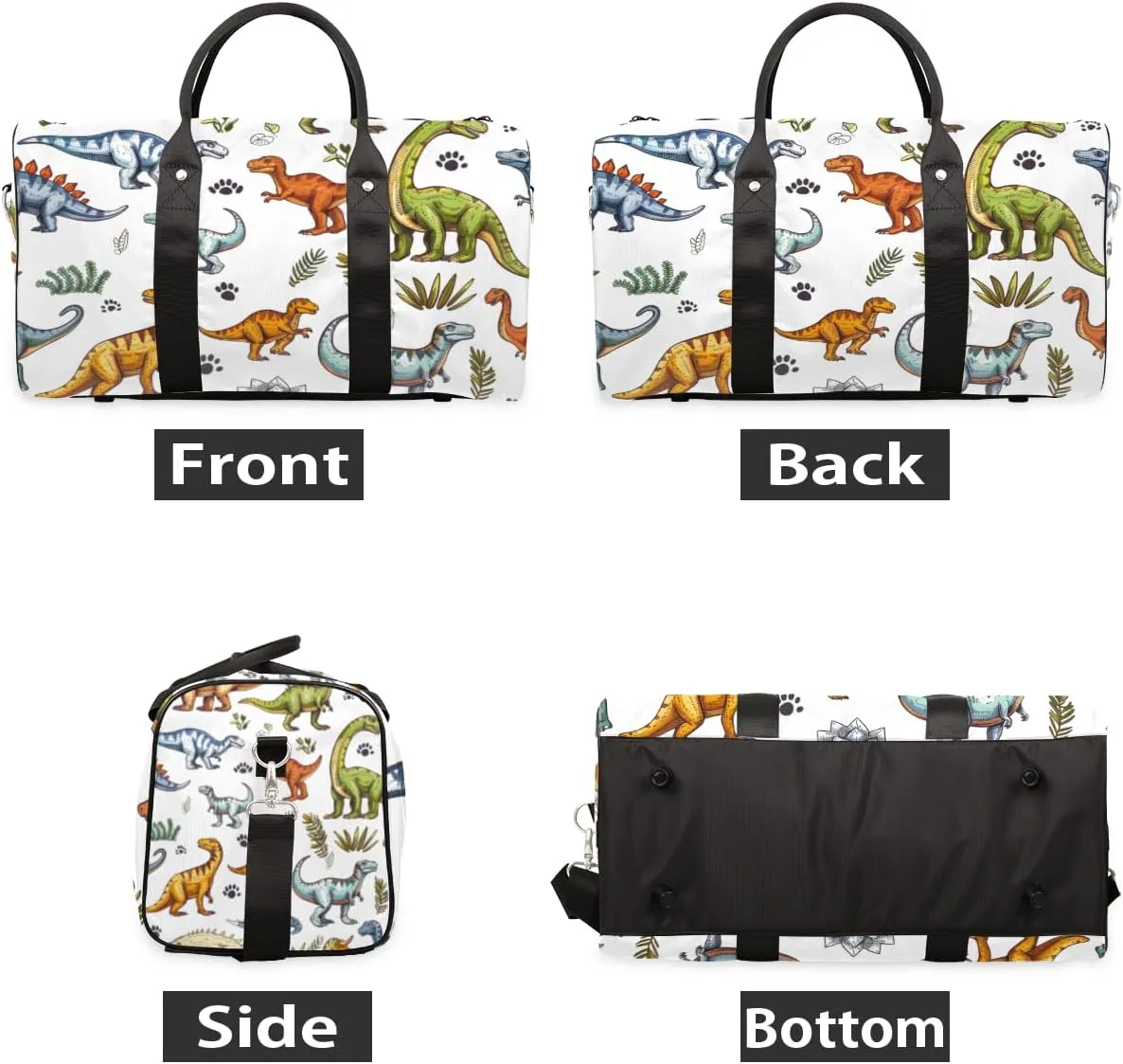 Jungle Dinosaurs Travel Duffle Bag for Women Men Gym Duffel Foldable Bag Waterproof Weekender Cartoon Colorful Duffle Tote