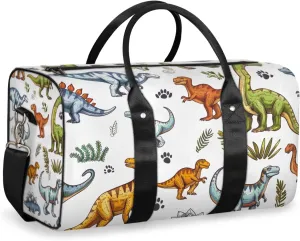 Jungle Dinosaurs Travel Duffle Bag for Women Men Gym Duffel Foldable Bag Waterproof Weekender Cartoon Colorful Duffle Tote