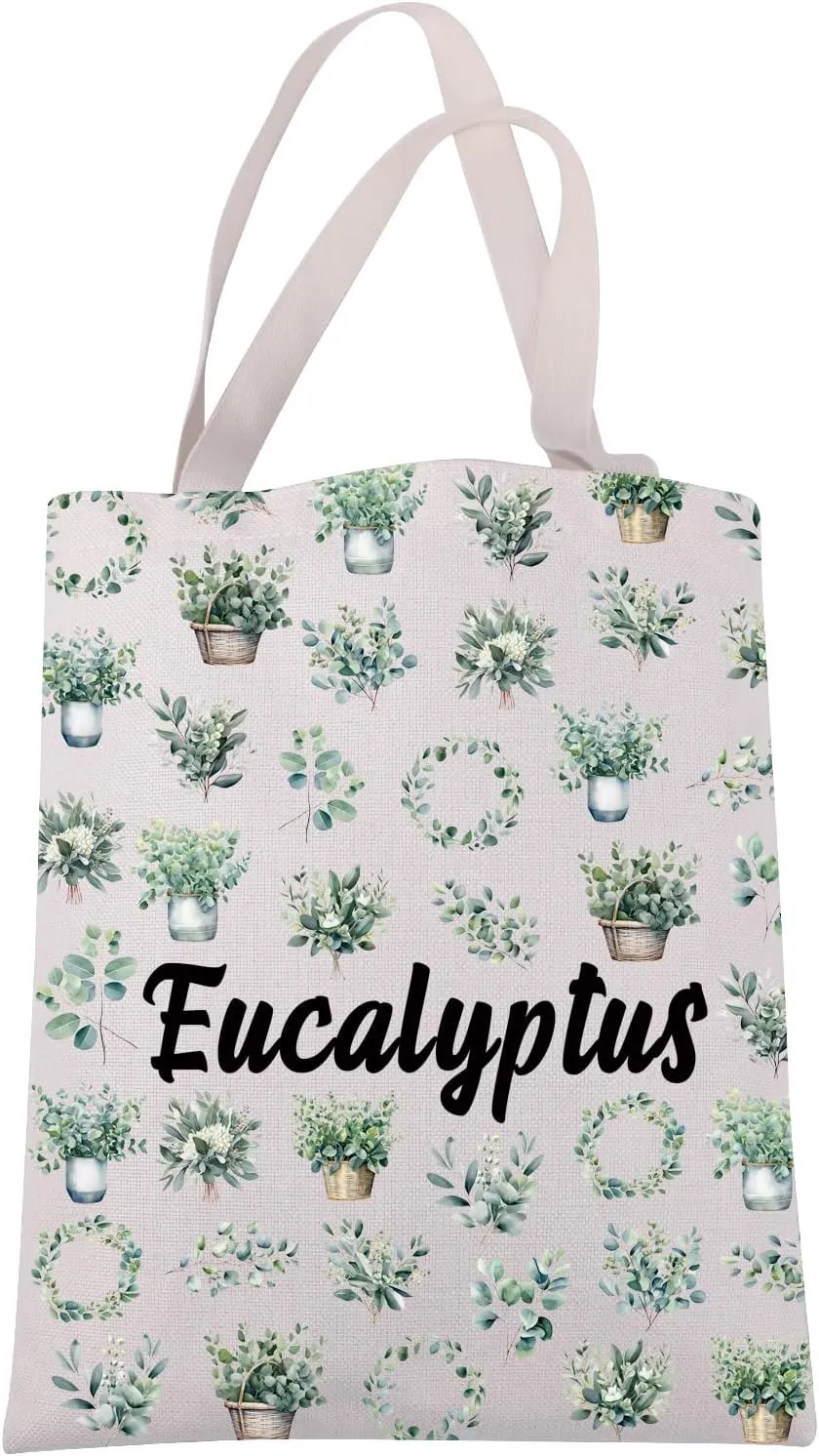 JXGZSO Eucalyptus Tote Bag Eucalyptus Plant Lover Gift Eucalyptus Print Shoulder Bag Floral Botanical Gift Wildflower Gift