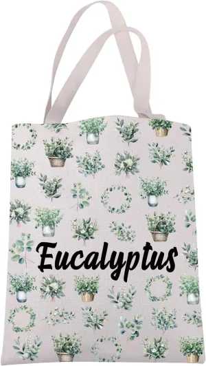 JXGZSO Eucalyptus Tote Bag Eucalyptus Plant Lover Gift Eucalyptus Print Shoulder Bag Floral Botanical Gift Wildflower Gift