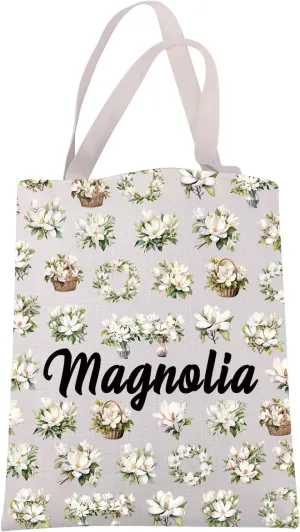 JXGZSO Magnolia Canvas Tote Bag White Magnolia Flowers Lover Gift Flower Merch Floral Botanical Gift Wildflower Handbag