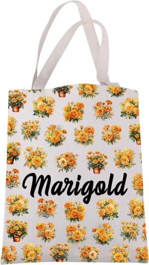 JXGZSO Marigold Flowers Tote Bag Flower Lover Gift Orange Marigold Shoulder Bag Floral Botanical Gift Wildflower Handbag