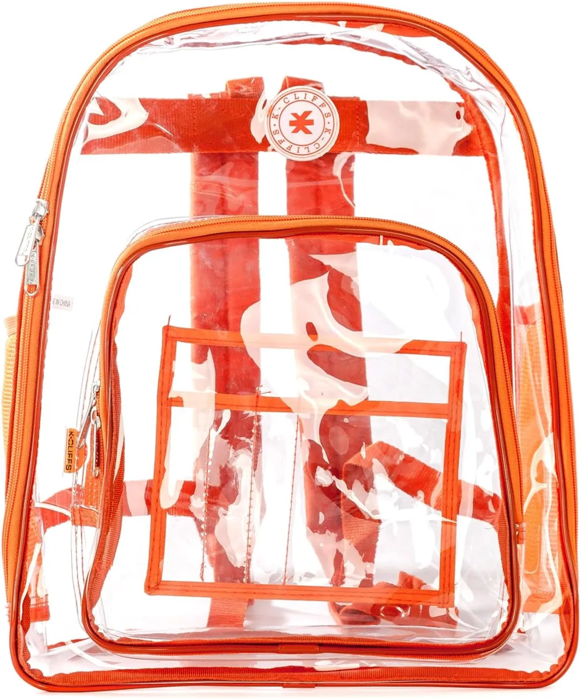K-Cliffs Large Transparent Backpack Clear Heavy Duty School Bag Durable Student Bookbag See Through Vinyl Daypack Workbag
