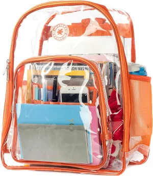 K-Cliffs Large Transparent Backpack Clear Heavy Duty School Bag Durable Student Bookbag See Through Vinyl Daypack Workbag