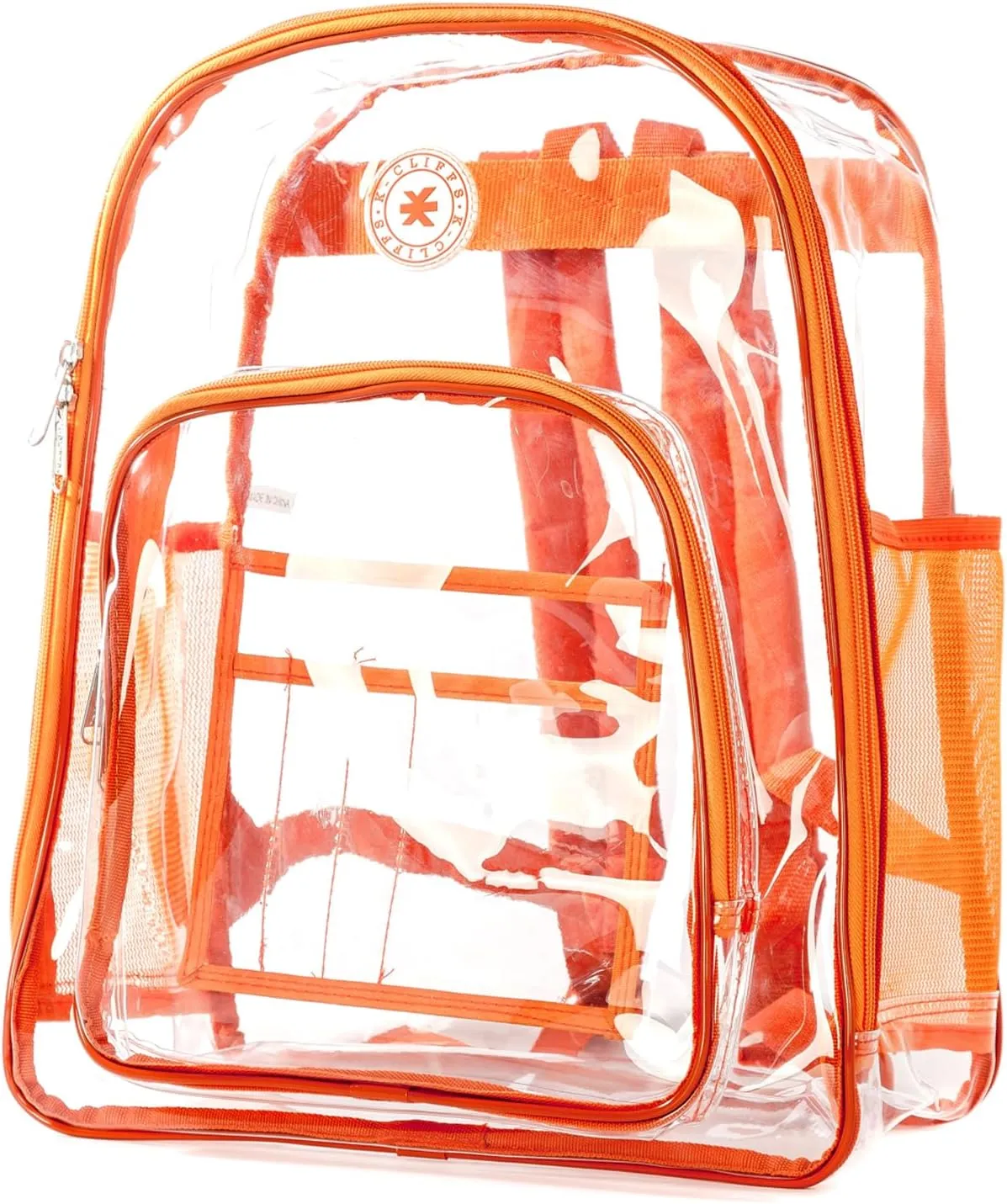 K-Cliffs Large Transparent Backpack Clear Heavy Duty School Bag Durable Student Bookbag See Through Vinyl Daypack Workbag