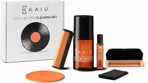 KAIU Vinyl Record Cleaner - LP Discwasher Kit w/Solution, Anti-Static Carbon & Velvet Brush, Protector, Microfiber Cloth - Turntable Stylus Cleaning