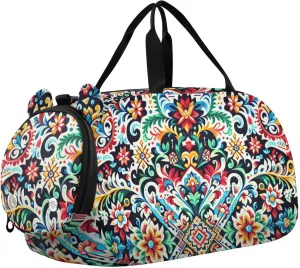 Kalocsa Sample O Print Duffle Bag for Girl, Sports Duffle Gym Bags with Shoe Compartment, Personalized Overnight Bag Travel Weekender for Kids