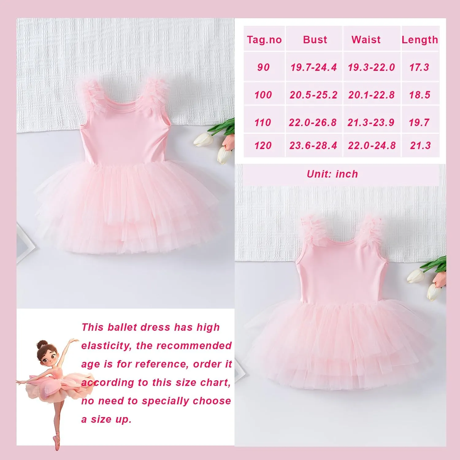 KARETT Toddler Ballet Outfit Sleeveless with Snap Gymnastics Leotards for Girls 1-7Y