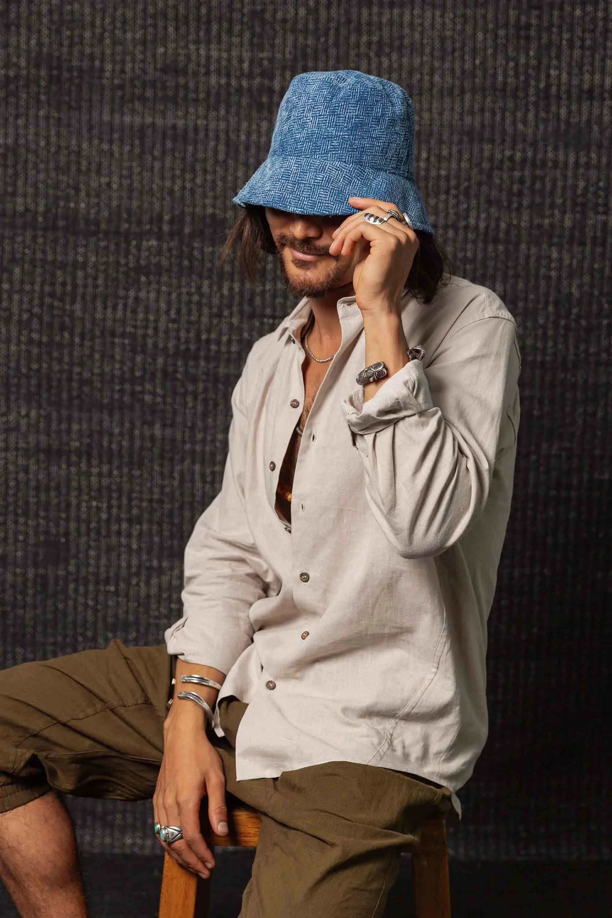 Kashi Bucket Hat Stonewash Indigo Print