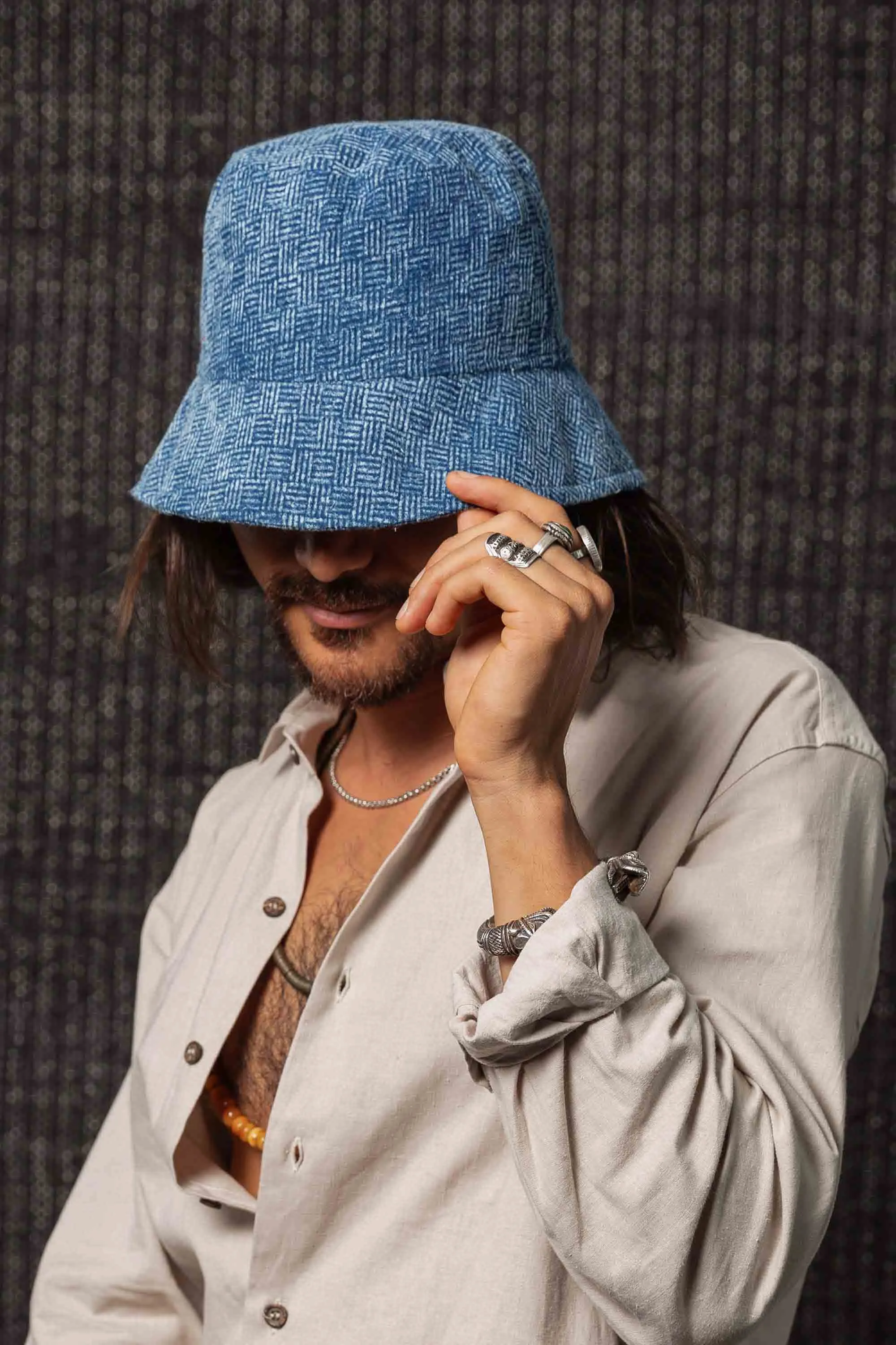 Kashi Bucket Hat Stonewash Indigo Print