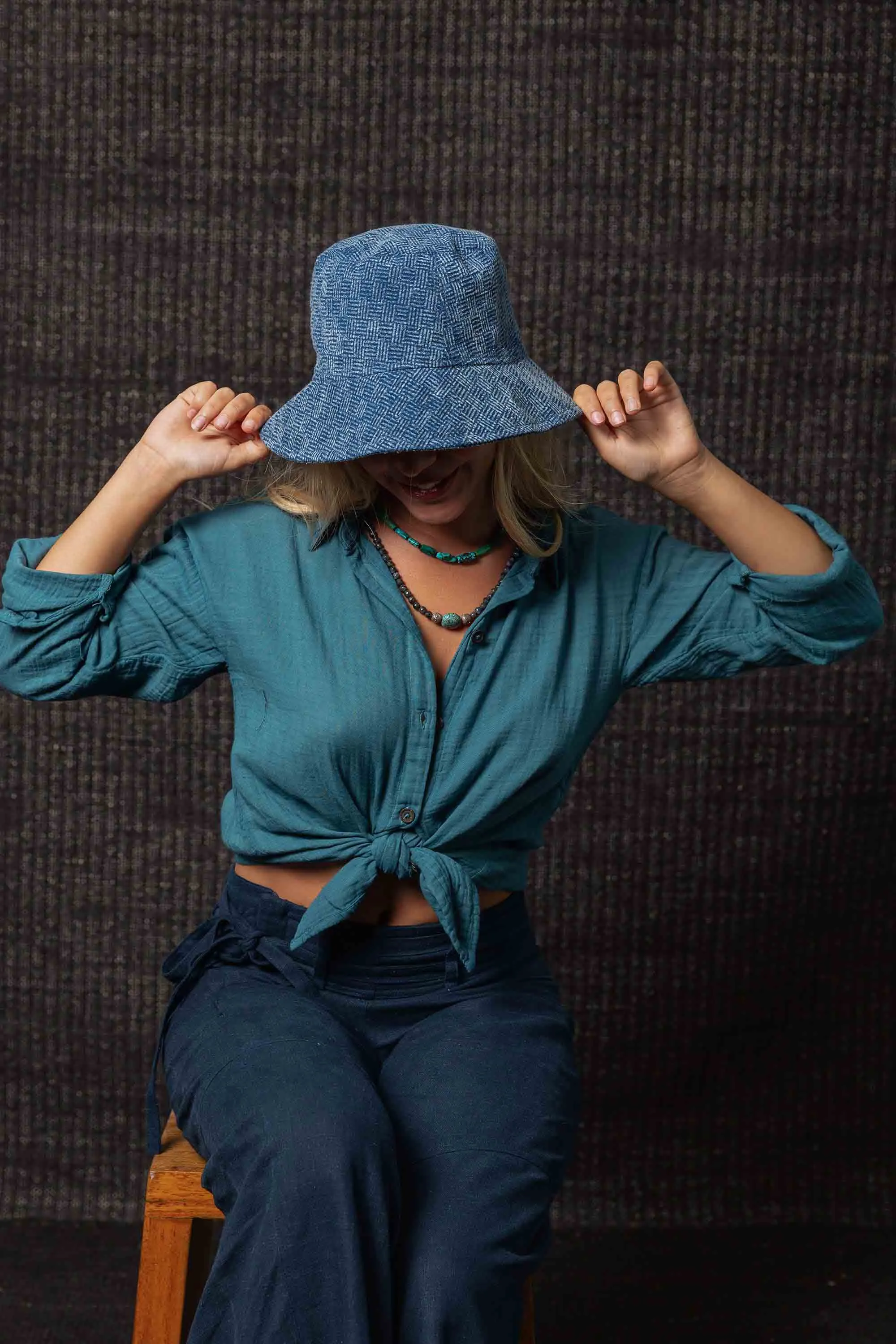 Kashi Bucket Hat Stonewash Indigo Print