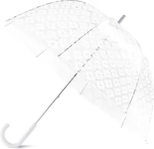 kate spade new york Clear Umbrella for Rain, Large Bubble Umbrella for Adults, White Spade Flower