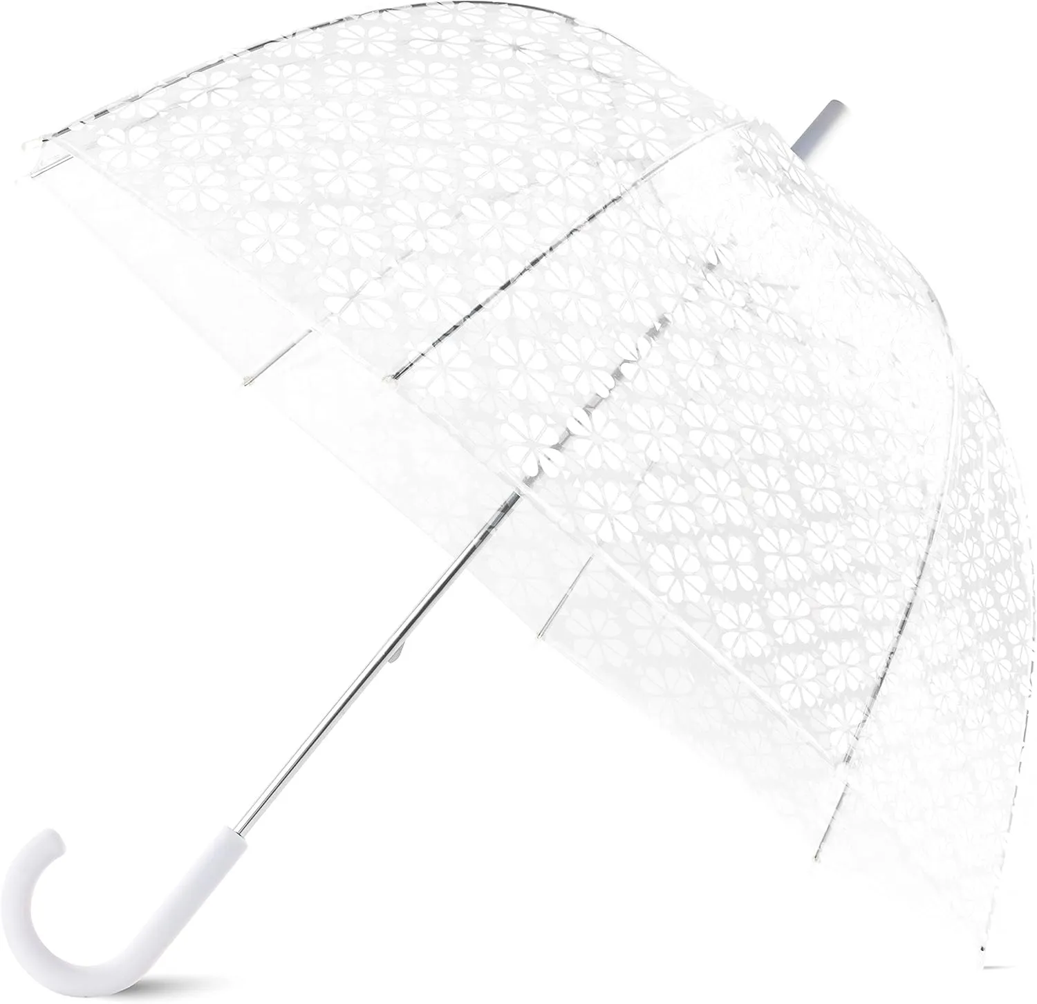 kate spade new york Clear Umbrella for Rain, Large Bubble Umbrella for Adults, White Spade Flower