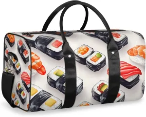 Kawaii Sushi Food Travel Duffle Bag for Women Men Gym Duffel Foldable Bag Waterproof Weekender Cartoon Funny Duffle Tote