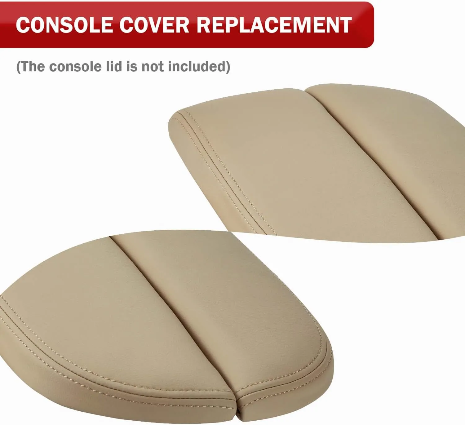KBH Center Console Cover Replacement for Acura MDX 2007 2008 2009 2010 2011 2012 2013, Vinyl Leather, Armrest Replace Skin Upholstery, Parchment