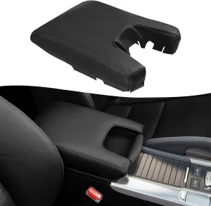 KBH Center Console Cover Replacement for Acura TL 2009 2010 2011 2012 2013 2014, Vinyl Leather, Car Armrest Skin Upholstery, Anti-Scratch, Black (Leather Part Only)