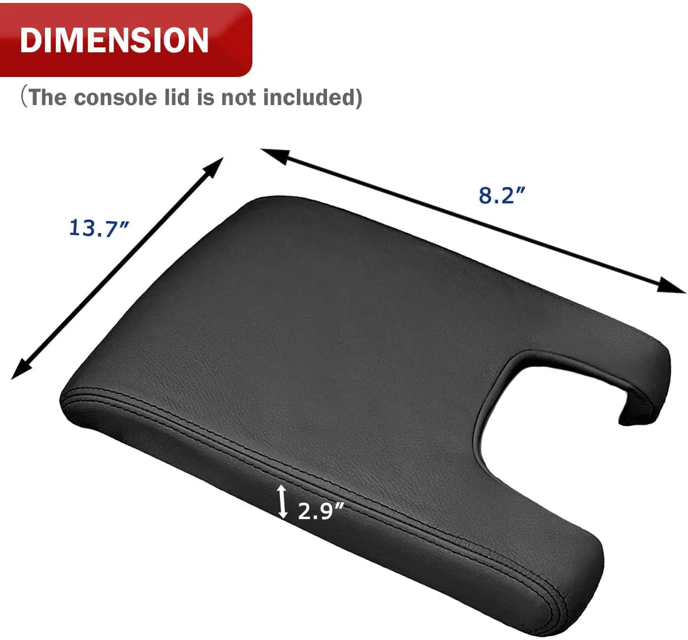 KBH Center Console Cover Replacement for Acura TL 2009 2010 2011 2012 2013 2014, Vinyl Leather, Car Armrest Skin Upholstery, Anti-Scratch, Black (Leather Part Only)