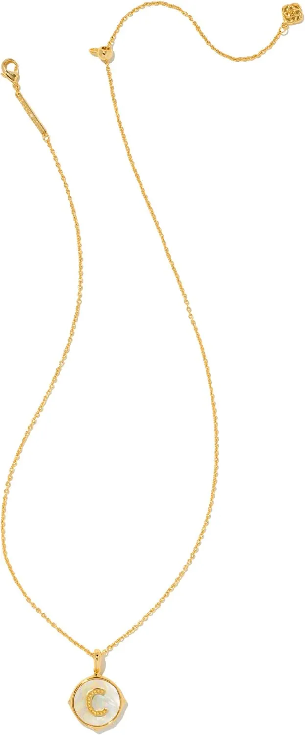 Kendra Scott 14k Gold-Plated Brass Letter A-Z Disc Reversible Pendant Necklace, Fashion Jewelry for Women
