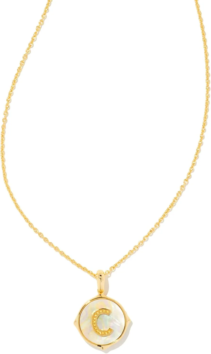 Kendra Scott 14k Gold-Plated Brass Letter A-Z Disc Reversible Pendant Necklace, Fashion Jewelry for Women