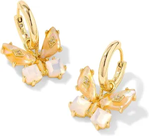 Kendra Scott Bianca Butterfly Huggie Earrings, 14K Gold-Plated Brass, Fashion Jewelry for Women, Iridescent White Mix