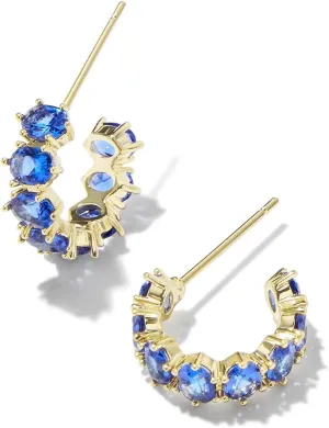 Kendra Scott Cailin 14k Gold-Plated Brass Crystal Huggie Earrings in Blue Crystal, Fashion Jewelry For Women