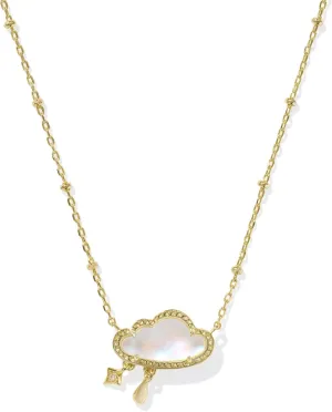 Kendra Scott Celeste Cloud Short Pendant Necklace, Gold-Plated Brass, Matte Dichroic Glass, Fashion Jewelry for Women