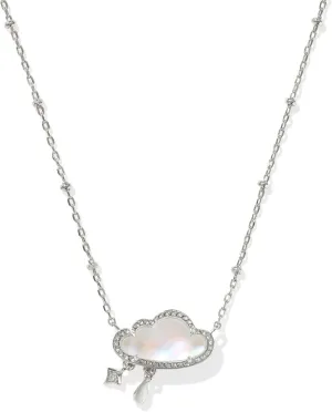 Kendra Scott Celeste Cloud Short Pendant Necklace, Silver-Plated Brass, Matte Dichroic Glass, Fashion Jewelry for Women