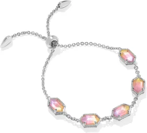 Kendra Scott Hallie Delicate Chain Bracelet, Silver-Plated Brass, Sunrise Watercolor Illusion, Fashion Jewelry for Women