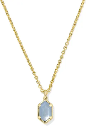 Kendra Scott Hallie Short Pendant Necklace, Gold-Plated Brass, Sky Blue Mother Of Pearl, Fashion Jewelry for Women