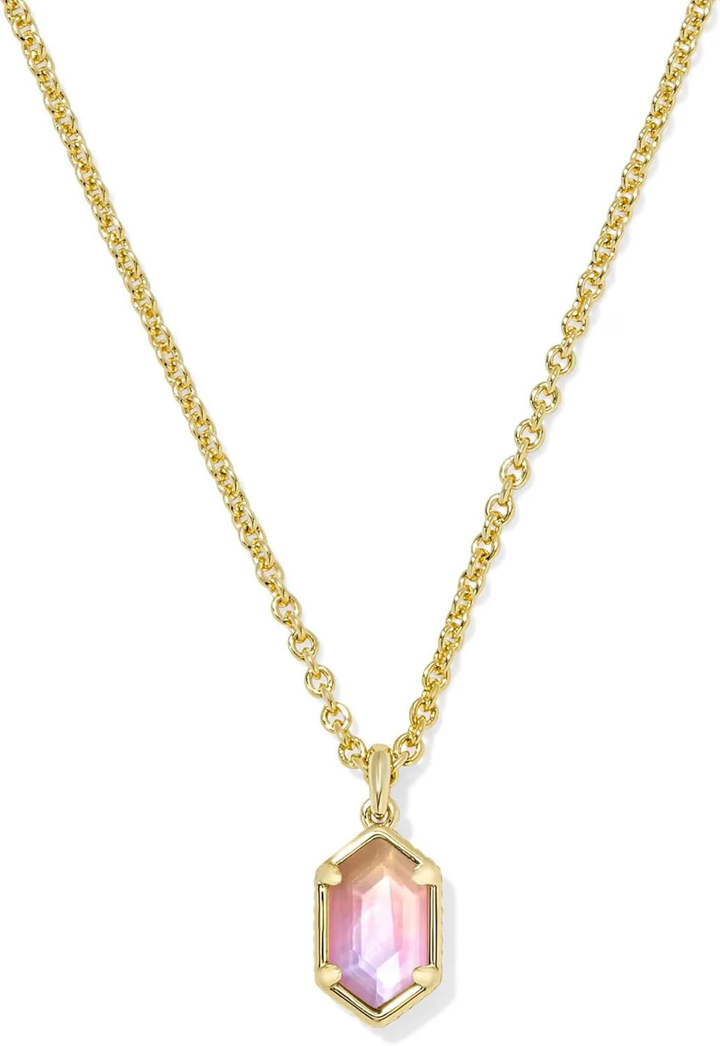 Kendra Scott Hallie Short Pendant Necklace, Gold-Plated Brass, Sunrise Watercolor Illusion, Fashion Jewelry for Women
