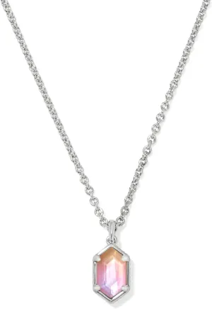 Kendra Scott Hallie Short Pendant Necklace, Silver-Plated Brass, Sunrise Watercolor Illusion, Fashion Jewelry for Women