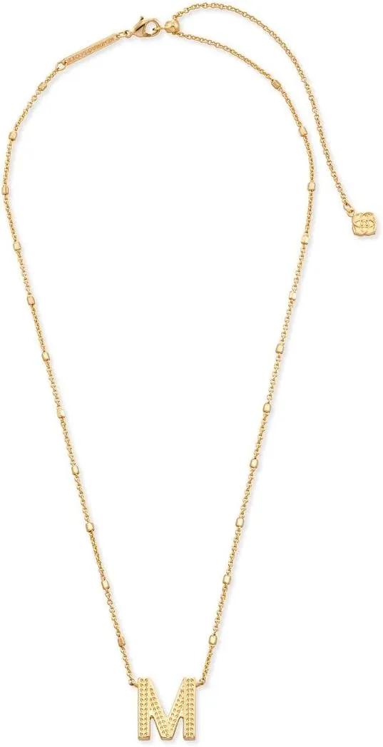 Kendra Scott Letters A-Z Pendant Necklace for Women, Fashion Jewelry, 14k Gold-Plated Brass