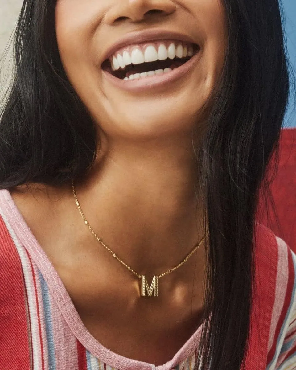 Kendra Scott Letters A-Z Pendant Necklace for Women, Fashion Jewelry, 14k Gold-Plated Brass