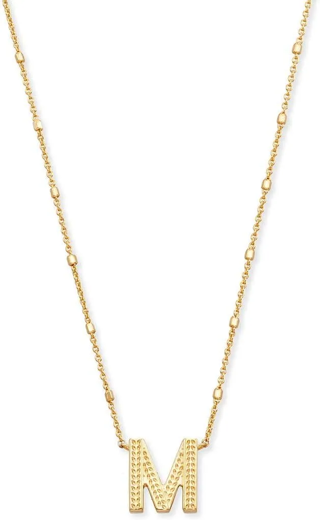 Kendra Scott Letters A-Z Pendant Necklace for Women, Fashion Jewelry, 14k Gold-Plated Brass