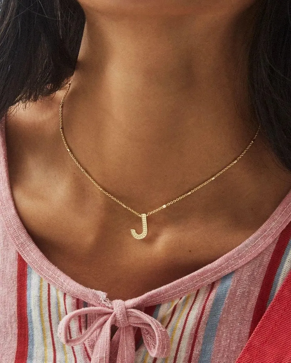 Kendra Scott Letters A-Z Pendant Necklace for Women, Fashion Jewelry, 14k Gold-Plated Brass
