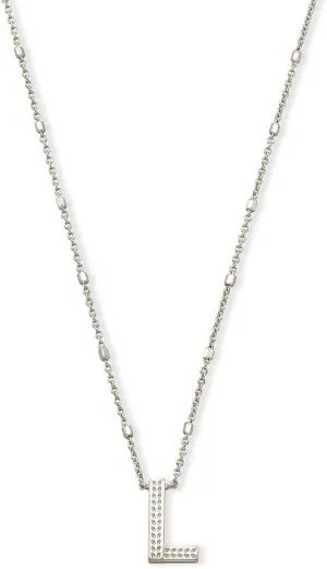 Kendra Scott Letters A-Z Pendant Necklace for Women, Fashion Jewelry, Rhodium-Plated Brass