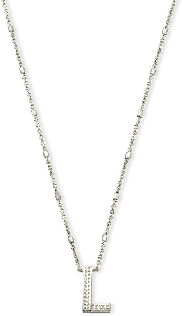 Kendra Scott Letters A-Z Pendant Necklace for Women, Fashion Jewelry, Rhodium-Plated Brass
