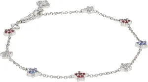 Kendra Scott Sierra Star Crystal Delicate Chain Bracelet, Rhodium-Plated Brass, Fashion Jewelry for Women, Red White Blue Mix