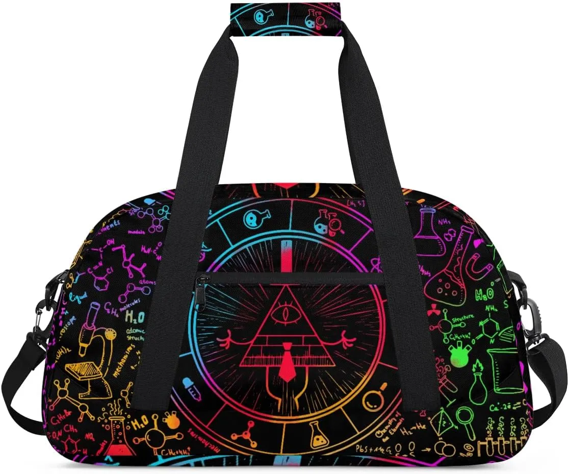 Kids Overnighter Duffel Bags for Boys Girls, All Seeing Eye Carry-On Size Sports Gym Bag for School Practice or Overnight Travel Weekender Sleepover Workout Tote Bag