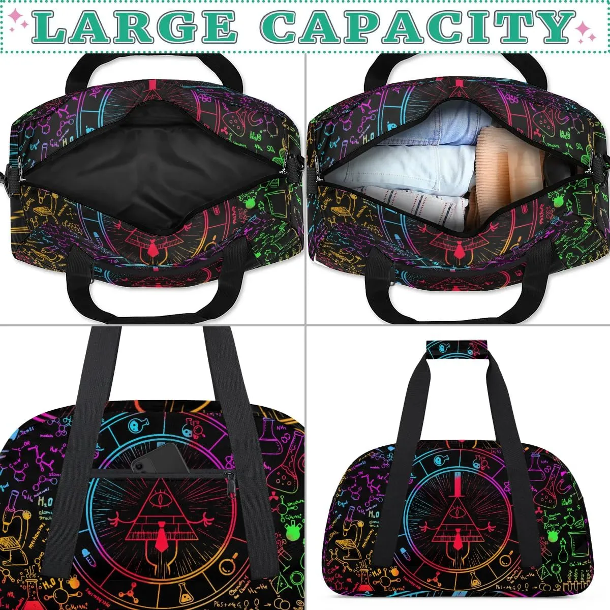 Kids Overnighter Duffel Bags for Boys Girls, All Seeing Eye Carry-On Size Sports Gym Bag for School Practice or Overnight Travel Weekender Sleepover Workout Tote Bag