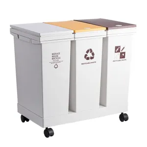 Kitchen Trash Can Plastic classified double-bucket trash can household press-open lid wheeled large-capacity square trash can Waste Basket(M)