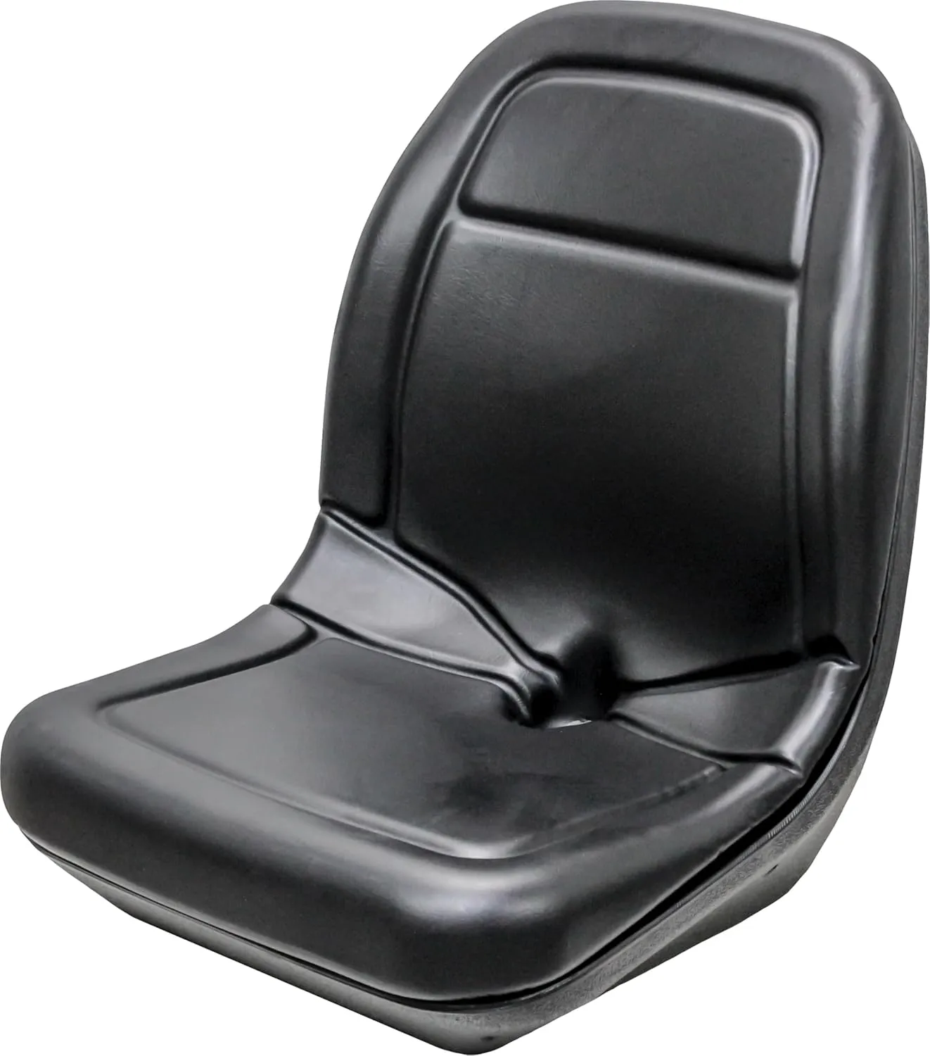 KM 229 Black Vinyl Bucket Seat - Fits Mowers, Gators, Skid Steers, Compact Utility Tractors, Rollers, Trenchers, UTVs, Excavators, more. Check mounting before buying.