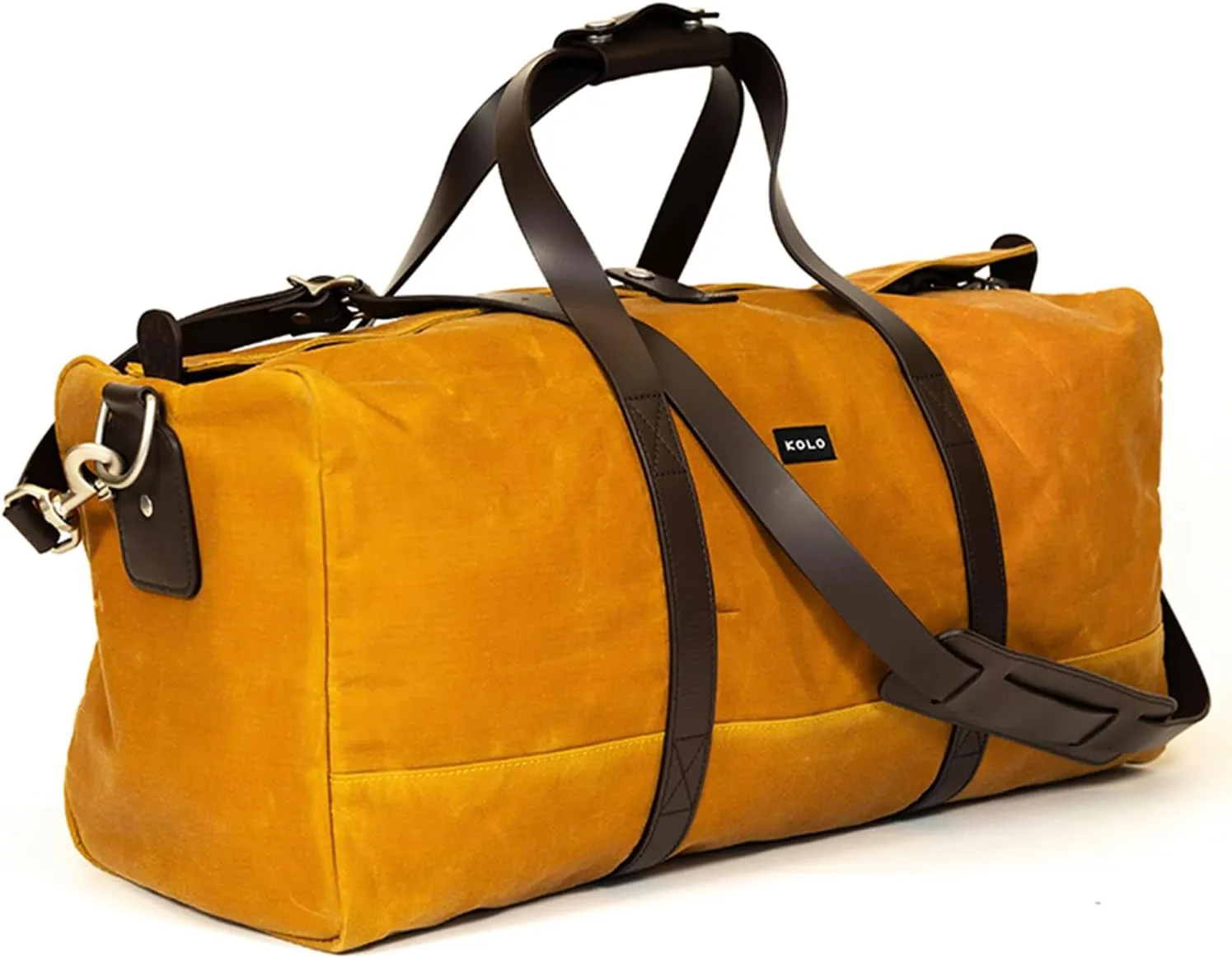 Kolo Eton Weekender Duffel Bag, Adjustable Shoulder Strap, Organic Wax Cotton Canvas, Ochre