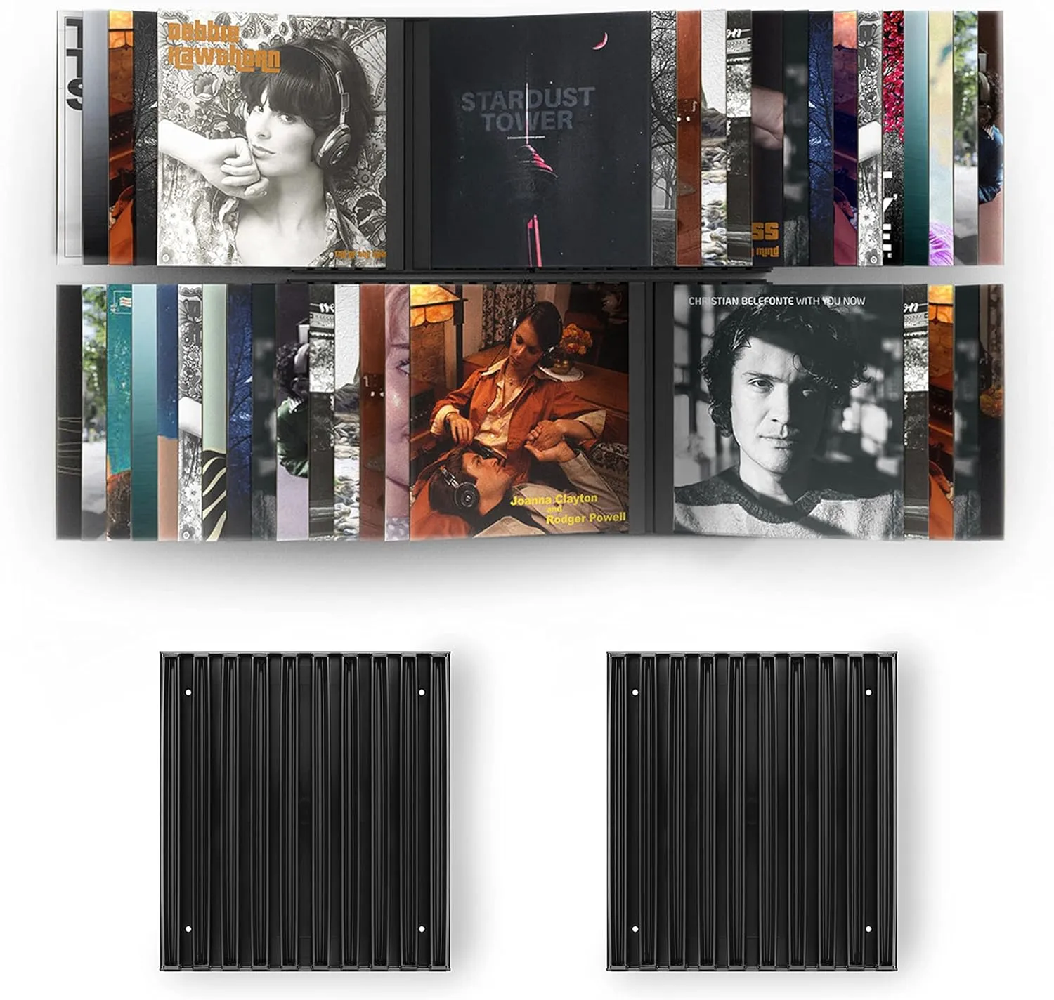 Koss Record Wall Rack (2 pack), Vinyl Holder for Storage and Display, Expandable and Configurable to Fit Your Space, Black