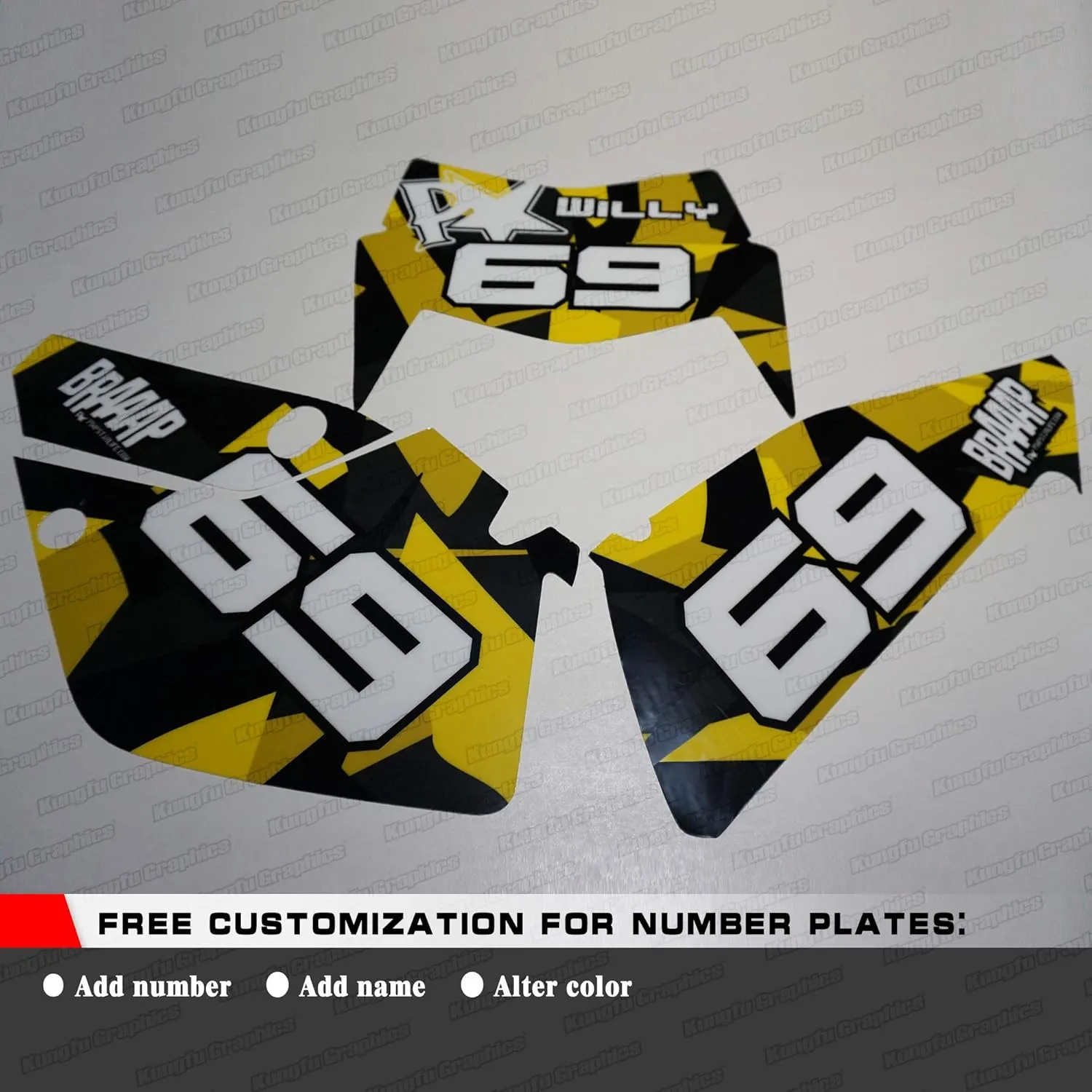 Kungfu Graphics Custom Decal Kit for Husaberg FE TE 125 250 300 350 450 501 2013 2014, White Blue Yellow, HGFTE1314008-KO
