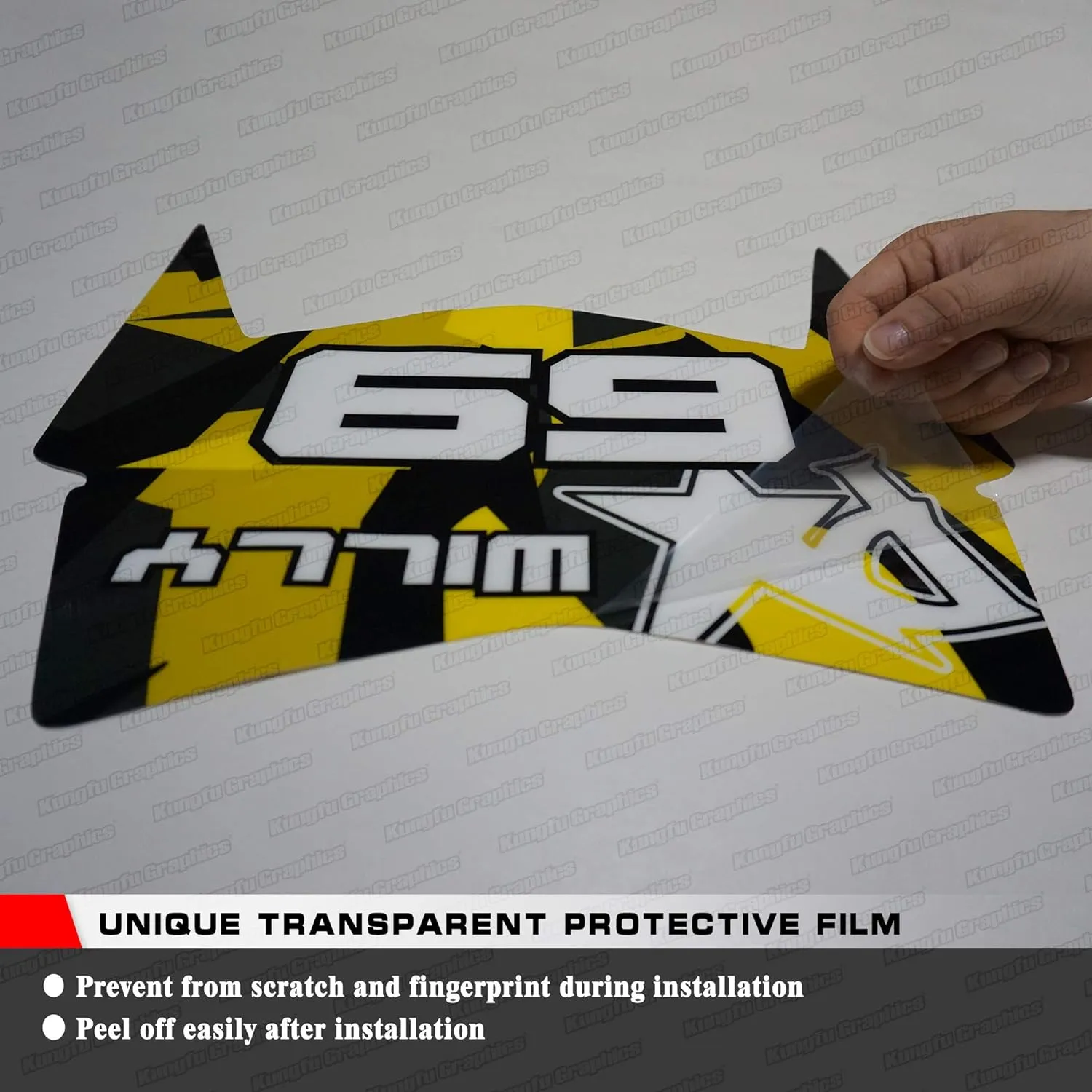 Kungfu Graphics Custom Decal Kit for Husaberg FE TE 125 250 300 350 450 501 2013 2014, White Blue Yellow, HGFTE1314008-KO