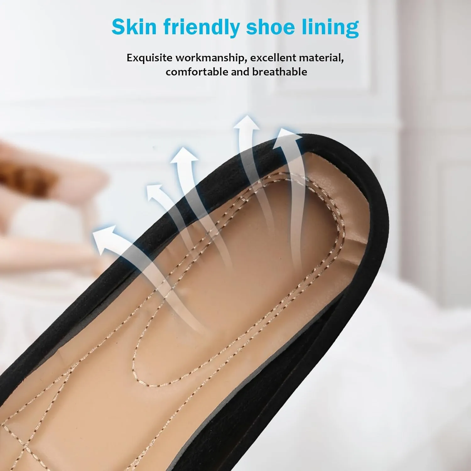 KUNWFNIX Women's Ballet Flats Crystal Wedding Ballerina Shoes Pointed Toe Pearl Diamond Low Heel Comfortable Dressy Work Business Dance Flats