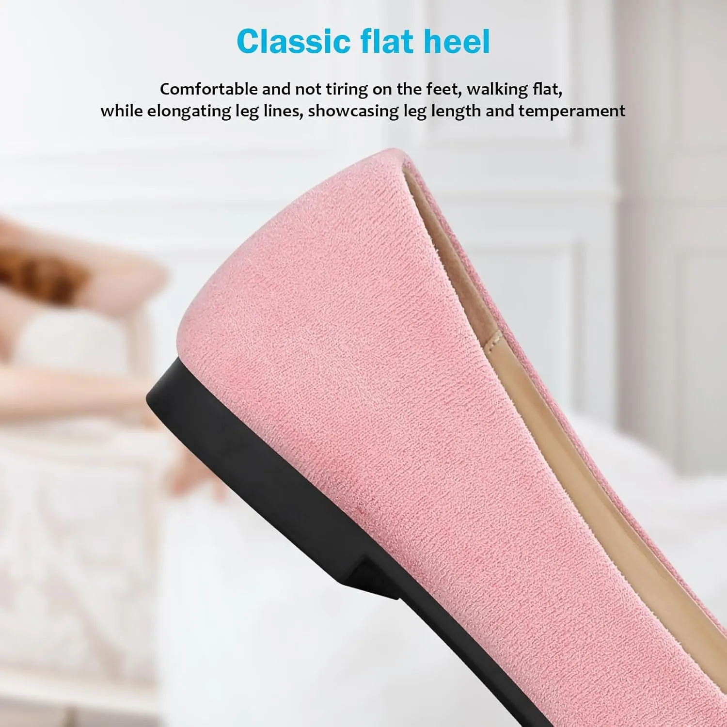 KUNWFNIX Women's Ballet Flats Crystal Wedding Ballerina Shoes Pointed Toe Pearl Diamond Low Heel Comfortable Dressy Work Business Dance Flats